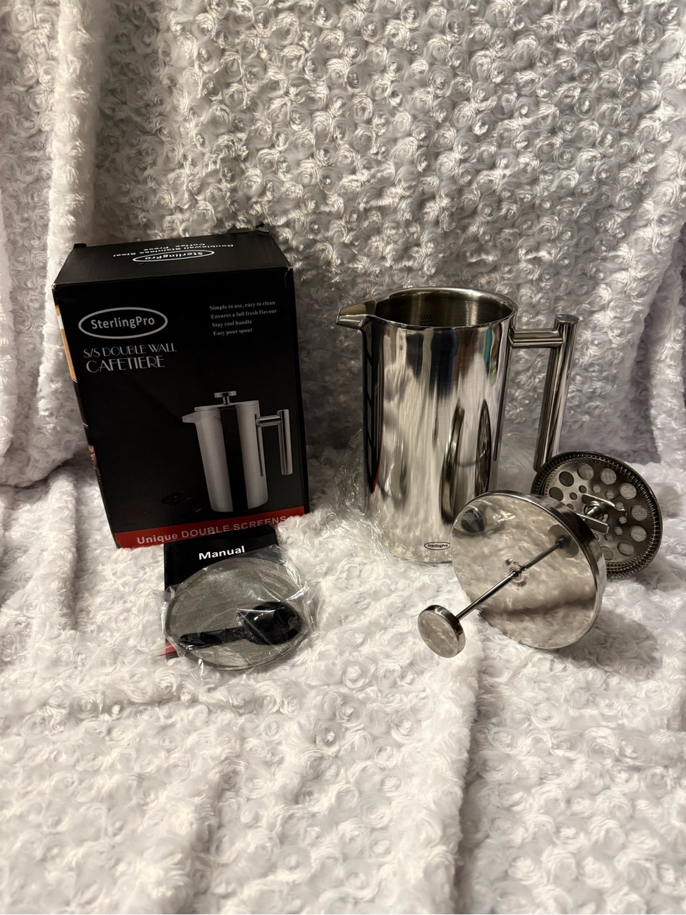 Stainless Steel Coffee Press - Mirror Double-Wall French Press